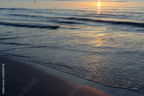 Beautiful sunrise at the Black Sea in Mamaia  Romania