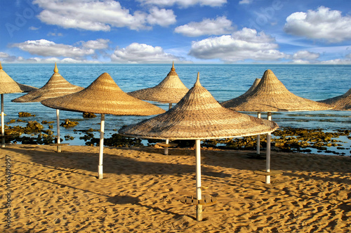 Umbrellas on tropical beach