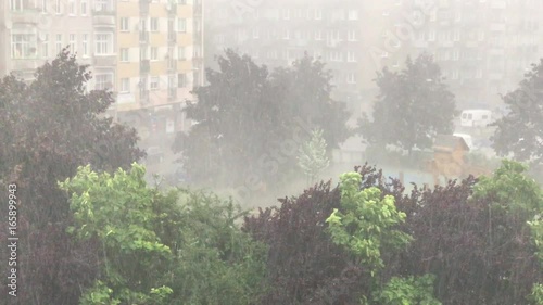 Scary urban storm. Very strong summer storm with close to hurricane force winds. Wroclaw in Poland