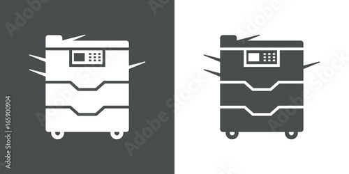 Icono plano fotocopiadora gris y blanco