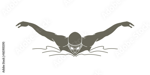 Swimming butterfly, man swimming graphic vector