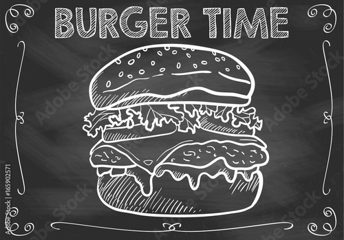 Chalkboard Burger Time with Hand Drawn Burger