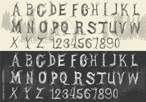 Hand Drawn Trees Vector Font