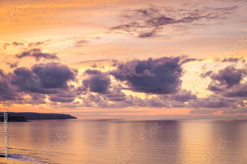 Sunset overlooking the North Sea  in Filey  North Yorkshire  England