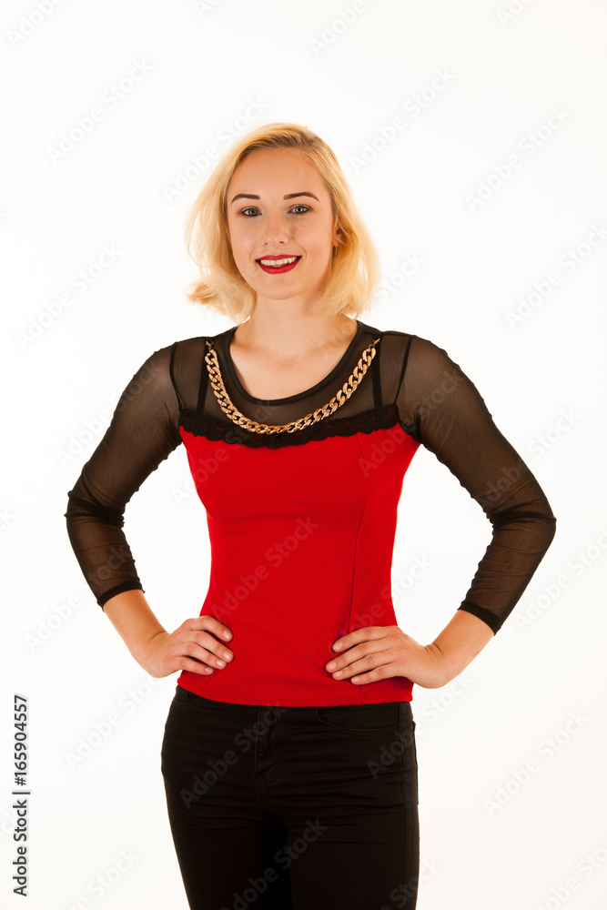 attractive beautiful blode woman pose in studio isolated over white attractive beautiful blode woman pose in studio isolated over white