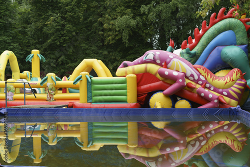 А inflatable trampoline.