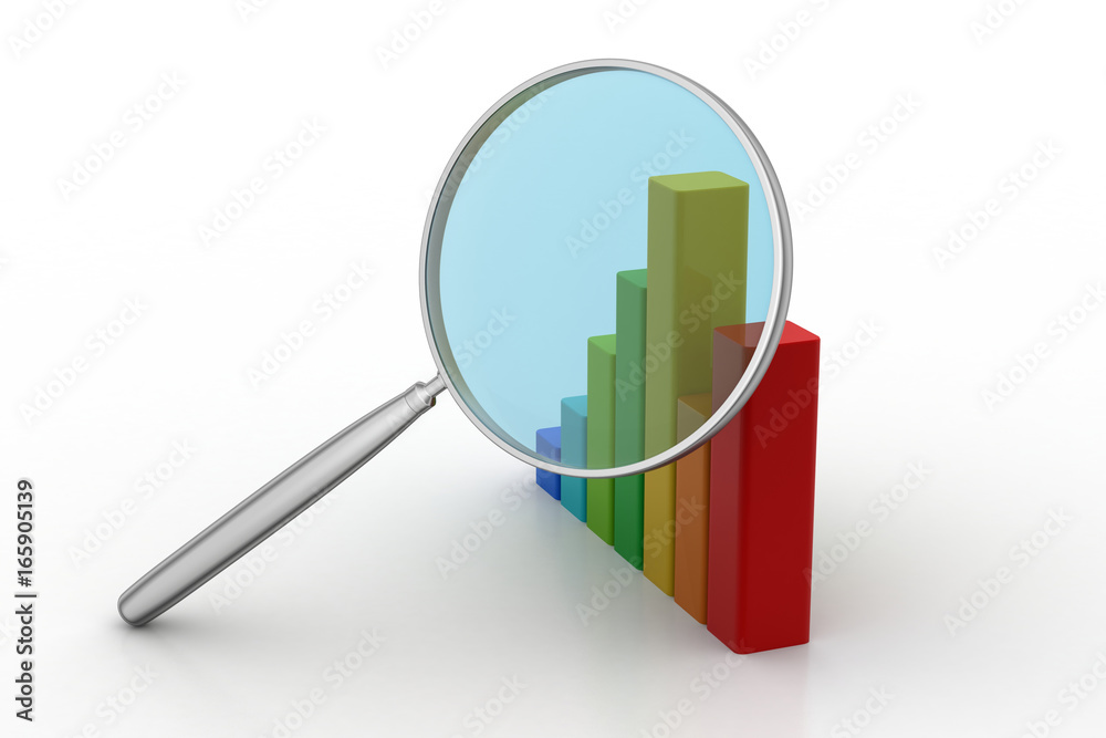 Financial graph with magnifier Financial graph with magnifier