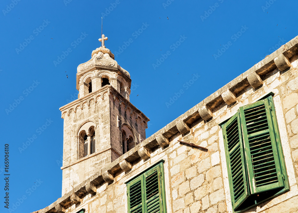 Tower of Dominican Church at Old town Dubrovnik