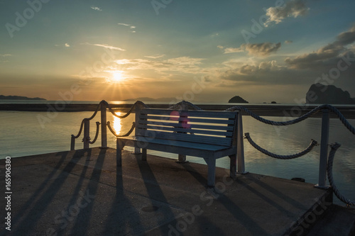 SUNSET MOMENT WITH A BENCH
