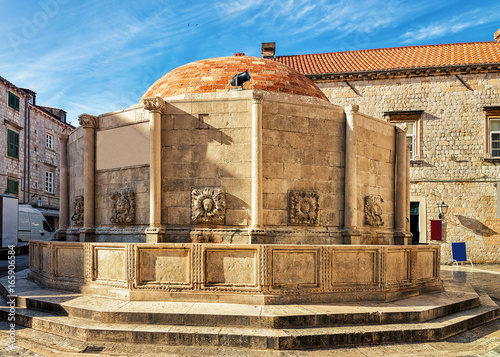 Large Onofrio Fountain in Old city of Dubrovnik photo