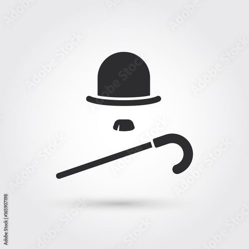 retro hat, cane and moustache icon photo