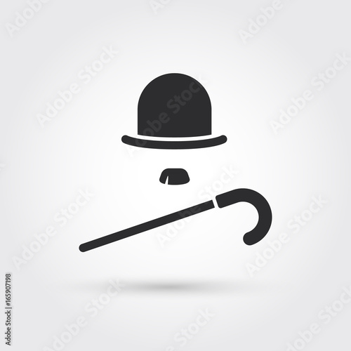 retro hat, cane and moustache icon