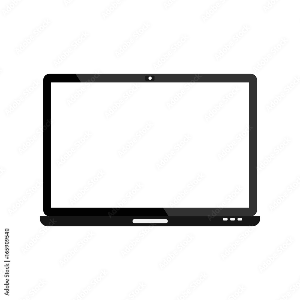 Modern electrical laptop with white blank screen. Modern electrical laptop with white blank screen.
