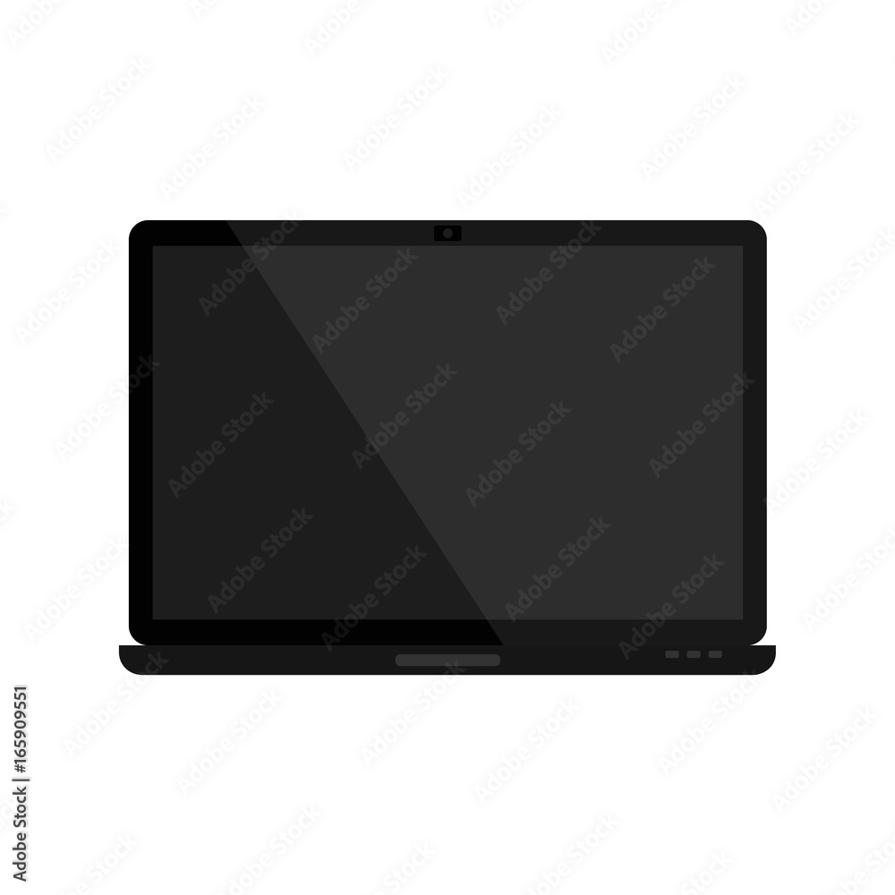 Modern electrical glossy laptop with black blank screen.