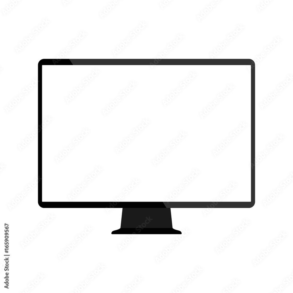 Modern electrical monitor for personal computer with white blank screen Modern electrical monitor for personal computer with white blank screen