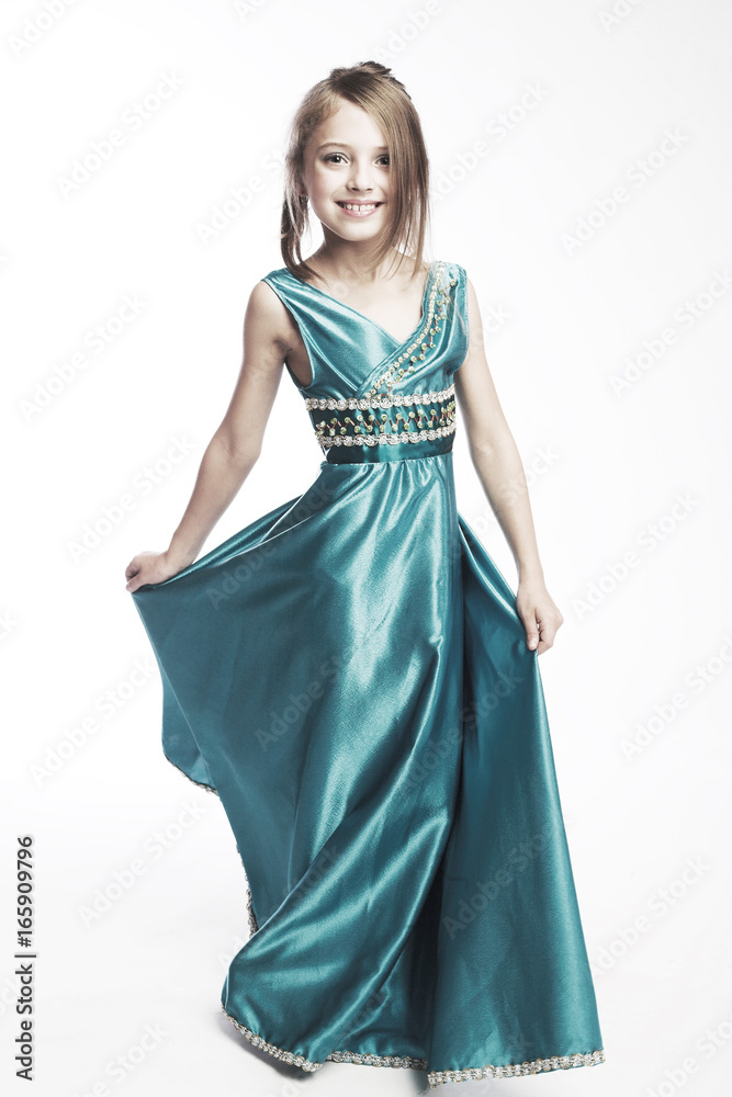 little firl in blue dress