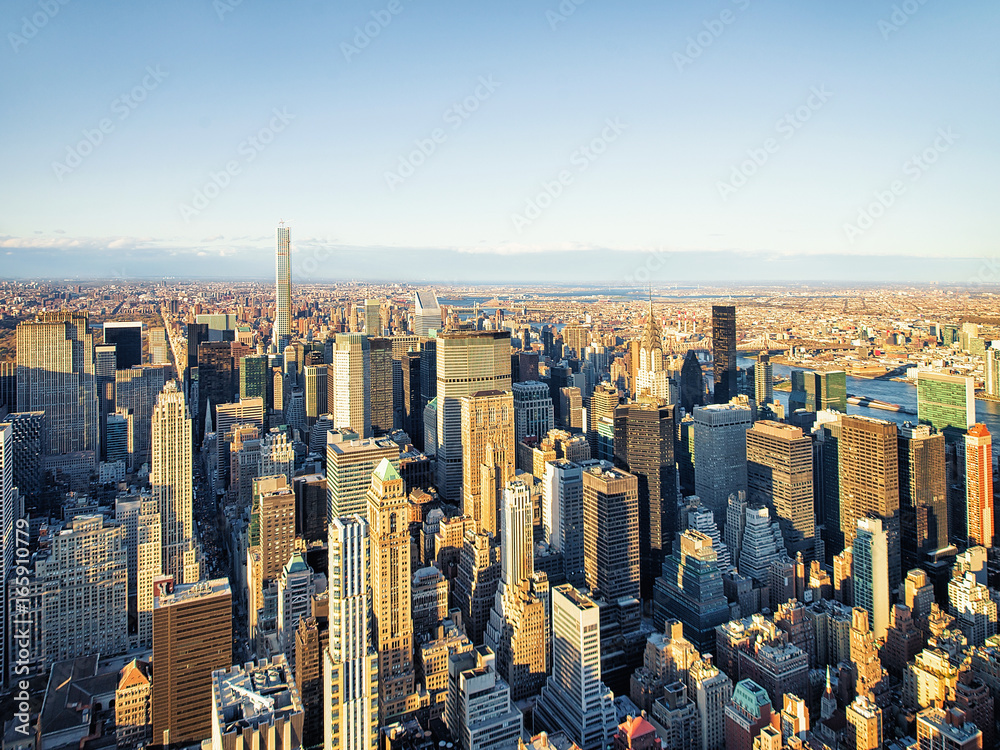 Aerial view of Midtown Manhattan NY America