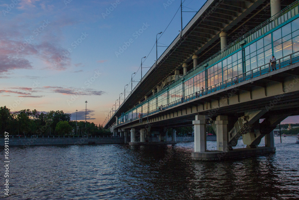 Metro bridge on the sunset Metro bridge on the sunset