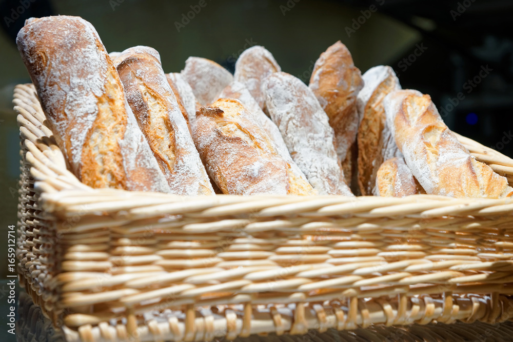 Traditional Italian bread on basket at Florence
