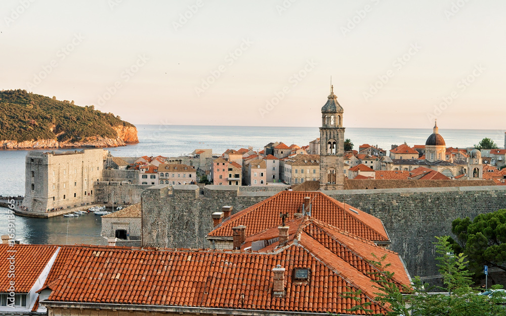 St John Fort and Sailing boats Old port Dubrovnik Croatia