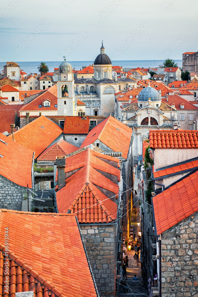 Old city of Dubrovnik with red roof tile Croatia