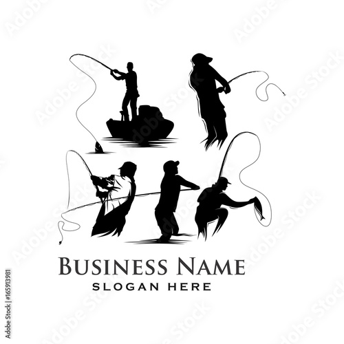 Fishing logo design silhouette
