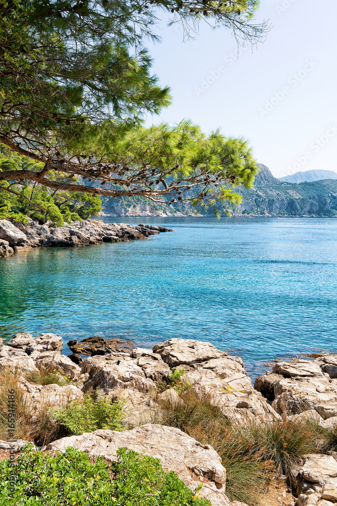 Coastline of Lokrum Island in Adriatic Sea Croatia