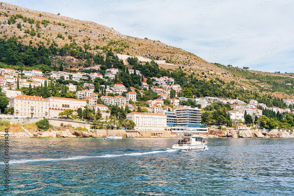 Water Ferry at Dubrovnik coast in Adriatic Sea