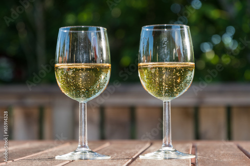 Two glasses with sparkling wine