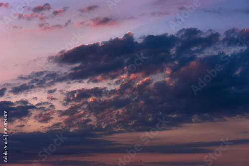 Pink sunset clouds. Heavenly landscape. Natural background. © sergio34