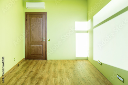 Living room interior of green empty room