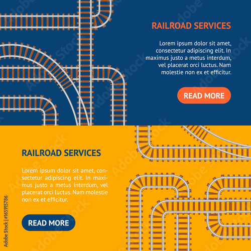 Railroad Banner Horizontal Set. Vector