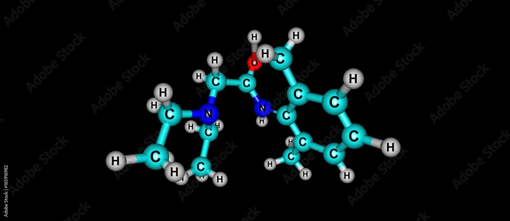 Lidocaine molecular structure isolated on black Lidocaine molecular structure isolated on black