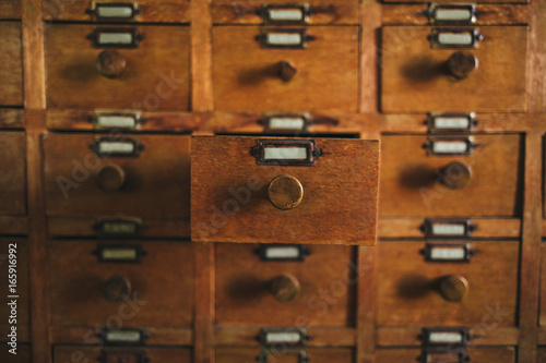 Vintage file catalog drawer