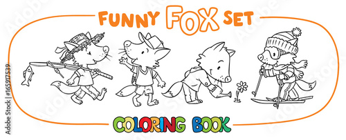 Funny fox coloring book set
