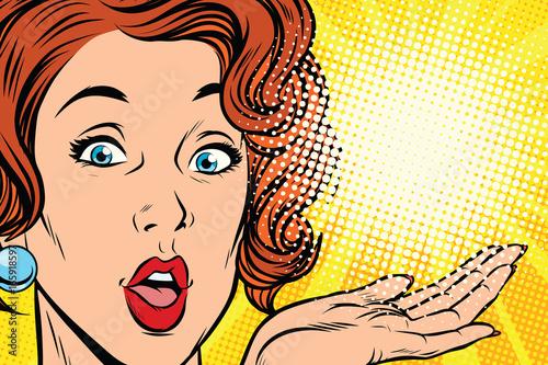 surprise face Pop art woman