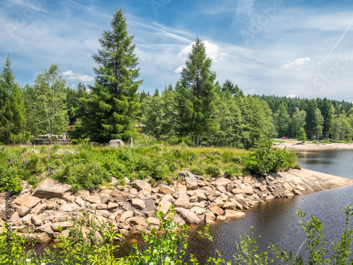 Fichtelsee im Fichtelgebirge mit Felsen photo