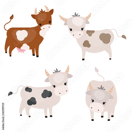 Set of cute cows © ninamunha