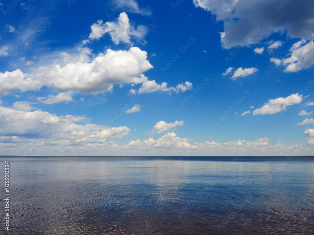 Tranquille scene of sky reflection on the sea