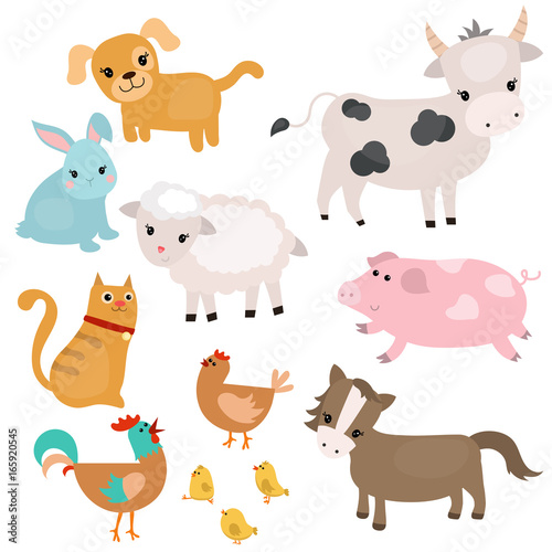 Set of farm animals