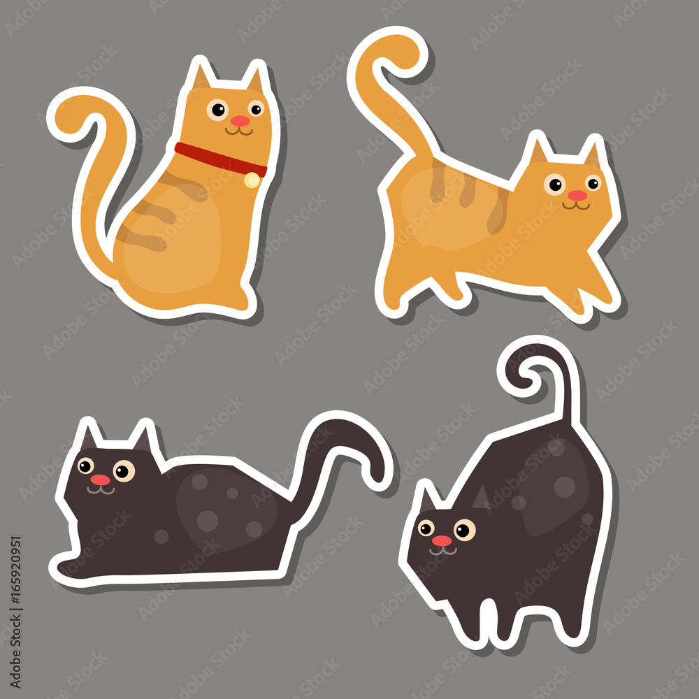 Set of cute cat stickers