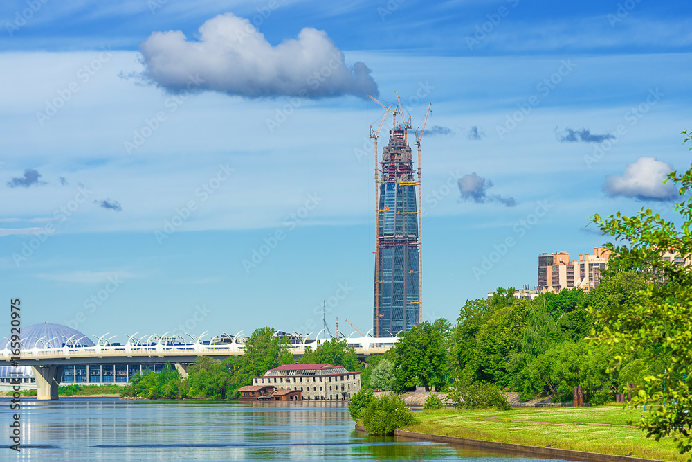 Fototapeta premium City landscape with clouds