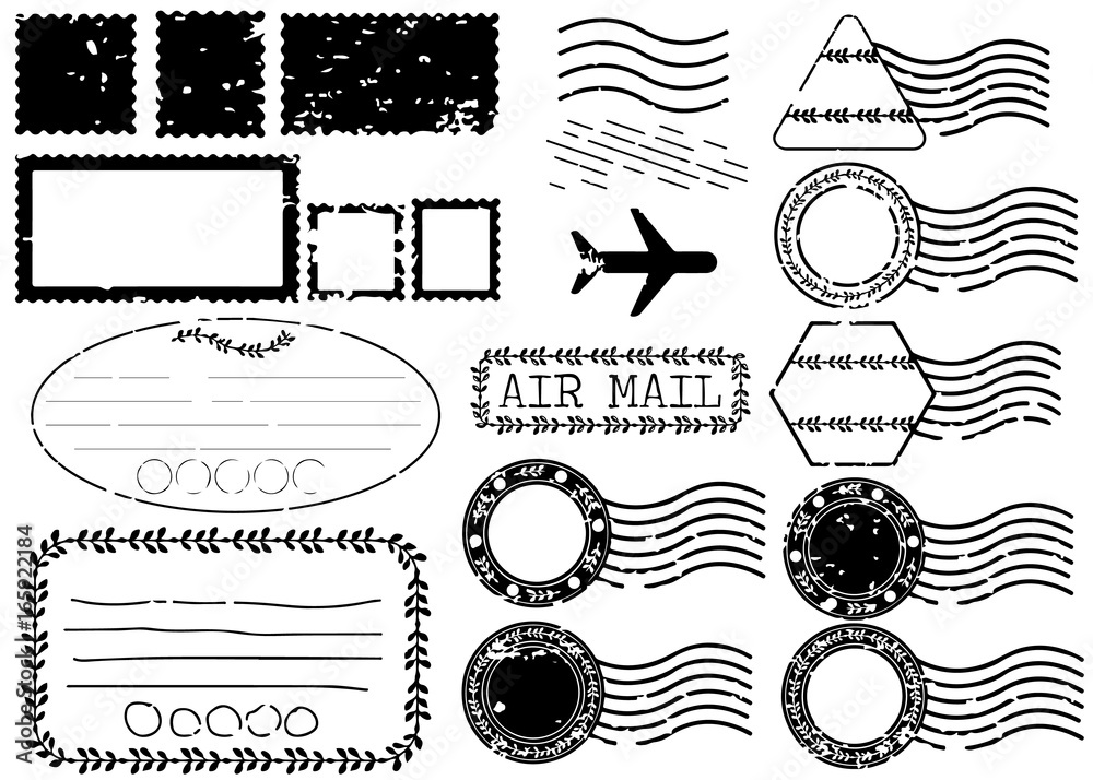Blank postal stamps set.illustration vector Blank postal stamps set.illustration vector