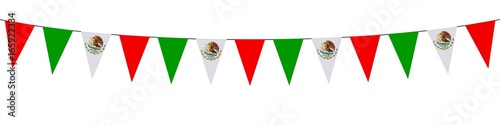Banner. Garlands, pennants, confetti, Mexico