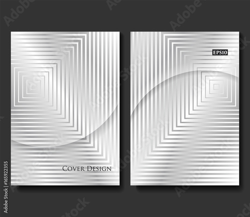 Set of Vector Geometric Templates. Silver Metallic Texture Background. Applicable for Brochures, Banners, Party Invitations, Posters and Fliers.