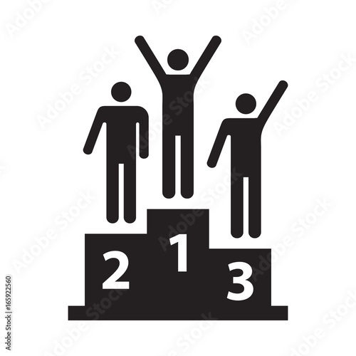 Winners podium icon, black isolated on white background, vector illustration.