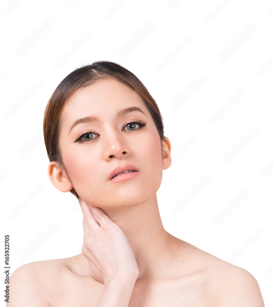 Portrait picture of Beautiful young woman face on a white background. Portrait picture of Beautiful young woman face on a white background.