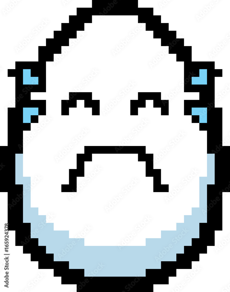 Crying 8-Bit Cartoon Egg