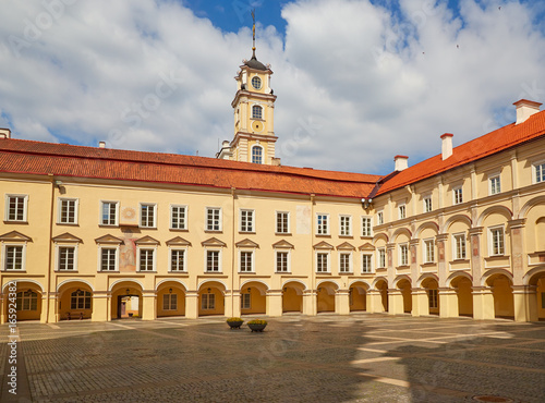 The courtyard of the old building of Vilnius University in a summer sunny day