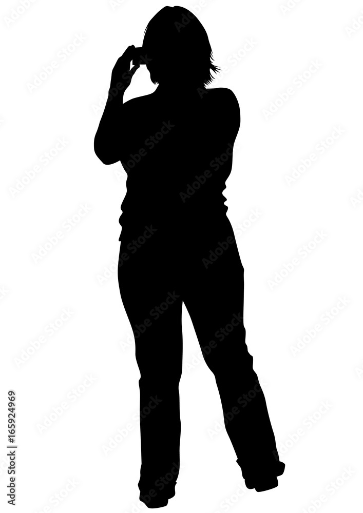Women with a camera on white background Women with a camera on white background